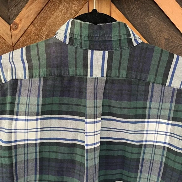 Men’s Polo Ralph Lauren Green Plaid Long Sleeve Flannel Shirt Big Shirt Large - Picture 7 of 7